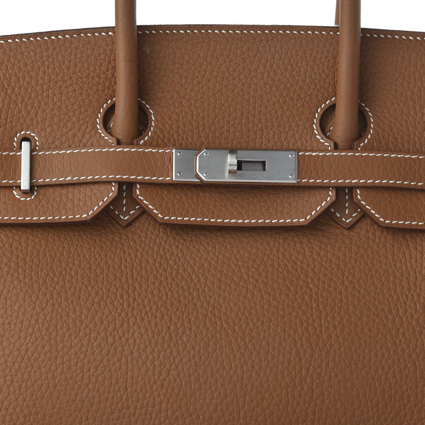 Taurillon Clemence Horseshoe Birkin 35 Gold Camel Tabac