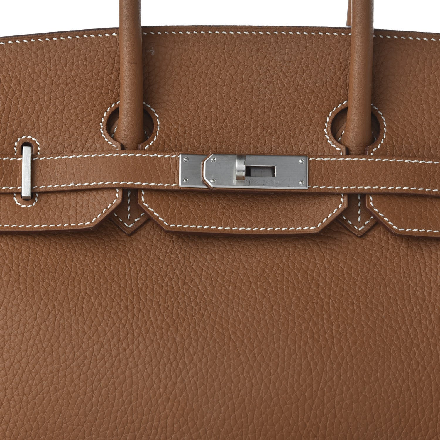 Hermes Taurillon Clemence Horseshoe Birkin 35 Gold Camel Tabac 10 of 10