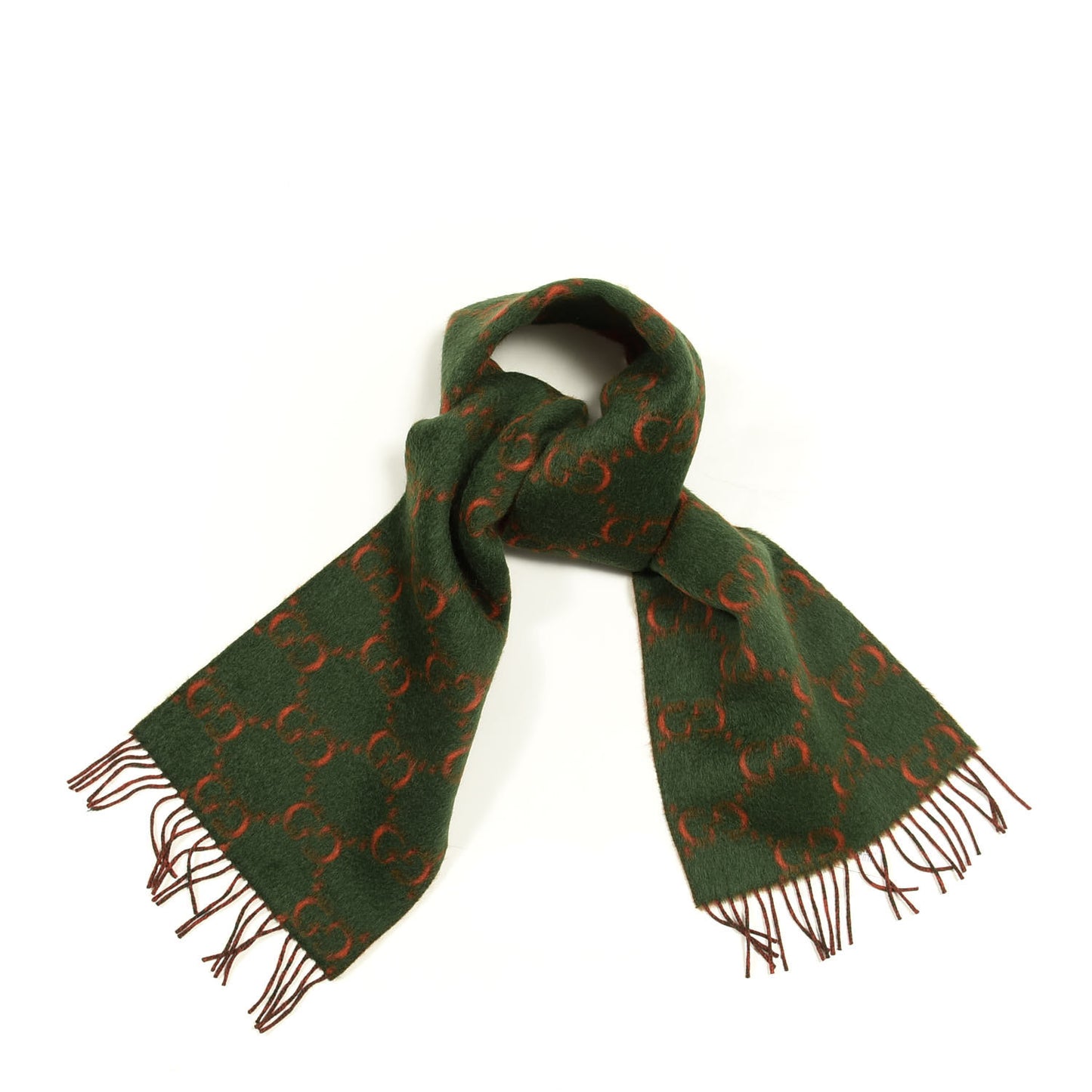 Wool Alpaca GG Monogram Big GG Rock Scarf Green Red