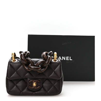 Chanel Lambskin Wenge Quilted Mini Fashion Wood Square Flap Dark Purple 10 of 10