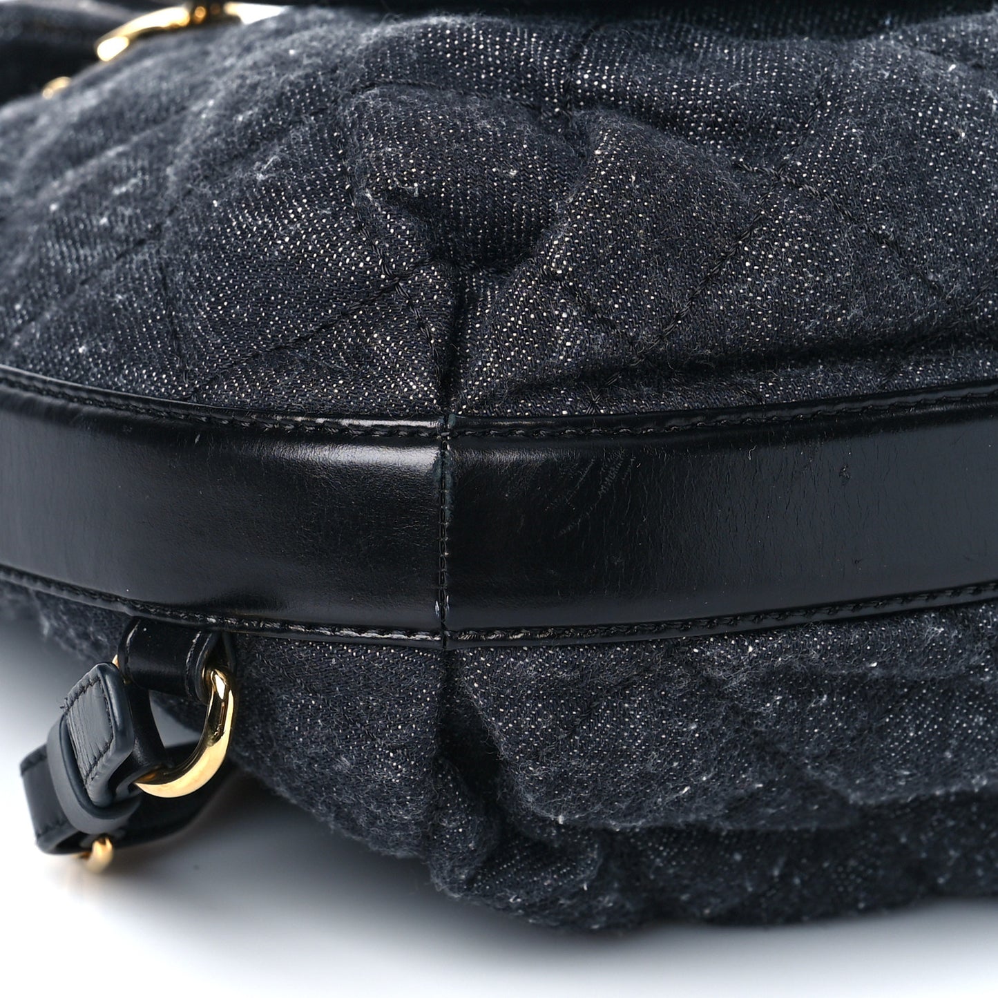 Denim Calfskin Quilted Backpack Dark Grey Black