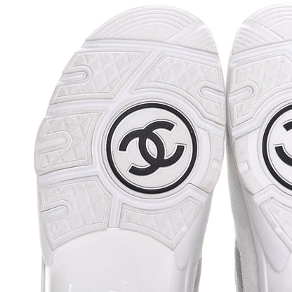 Chanel Suede Calfskin CC Sneakers 41 White Green 6 of 9