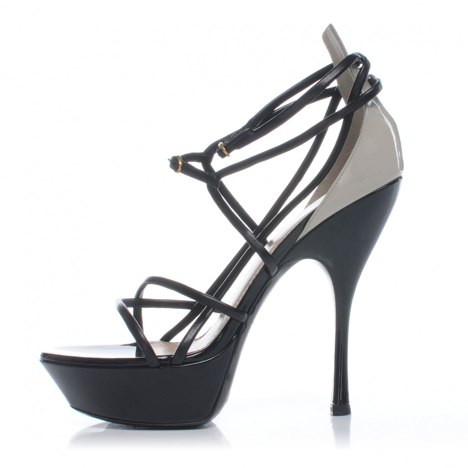 Saint Laurent Leather Lola Strappy Heels 38 1 of 6