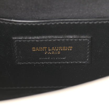 Saint Laurent Grain De Poudre Textured Mixed Matelasse Triquilt Small Monogram Satchel Crema Soft 6 of 11