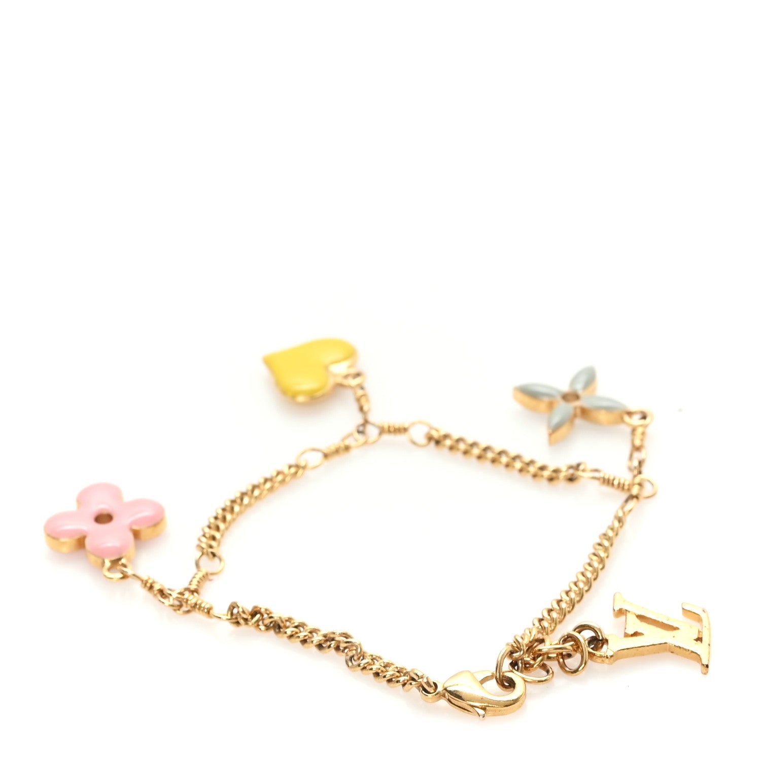 Louis Vuitton Metal Sweet Monogram Charm Bracelet Gold Multicolor 3 of 4