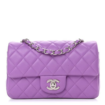Chanel Lambskin Quilted Mini Rectangular Flap Purple 1 of 13