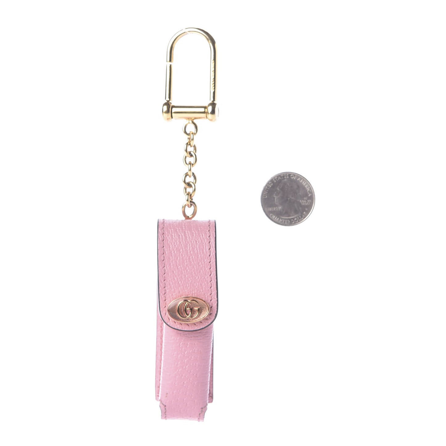 Textured Calfskin Enamel Single Porte Rouges Keychain Wild Rose