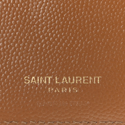 Saint Laurent Grain De Poudre Matelasse Chevron Monogram Zipped Card Case Natural Dark 6 of 7