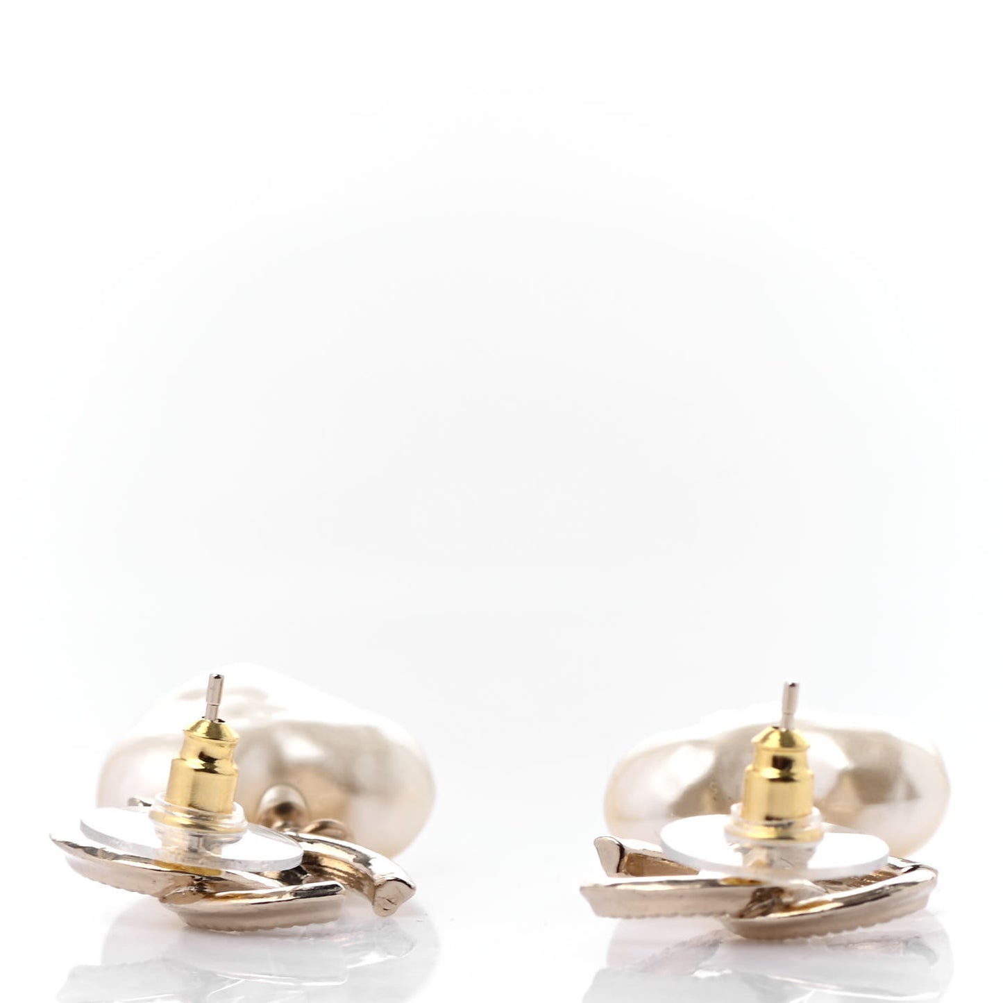 Pearl CC Heart Drop Earrings Gold