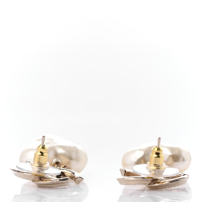 Chanel Pearl CC Heart Drop Earrings Gold 3 of 4