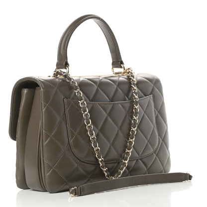 Chanel Lambskin Quilted Medium Trendy CC Flap Dual Handle Bag Dark Khaki 3 of 10