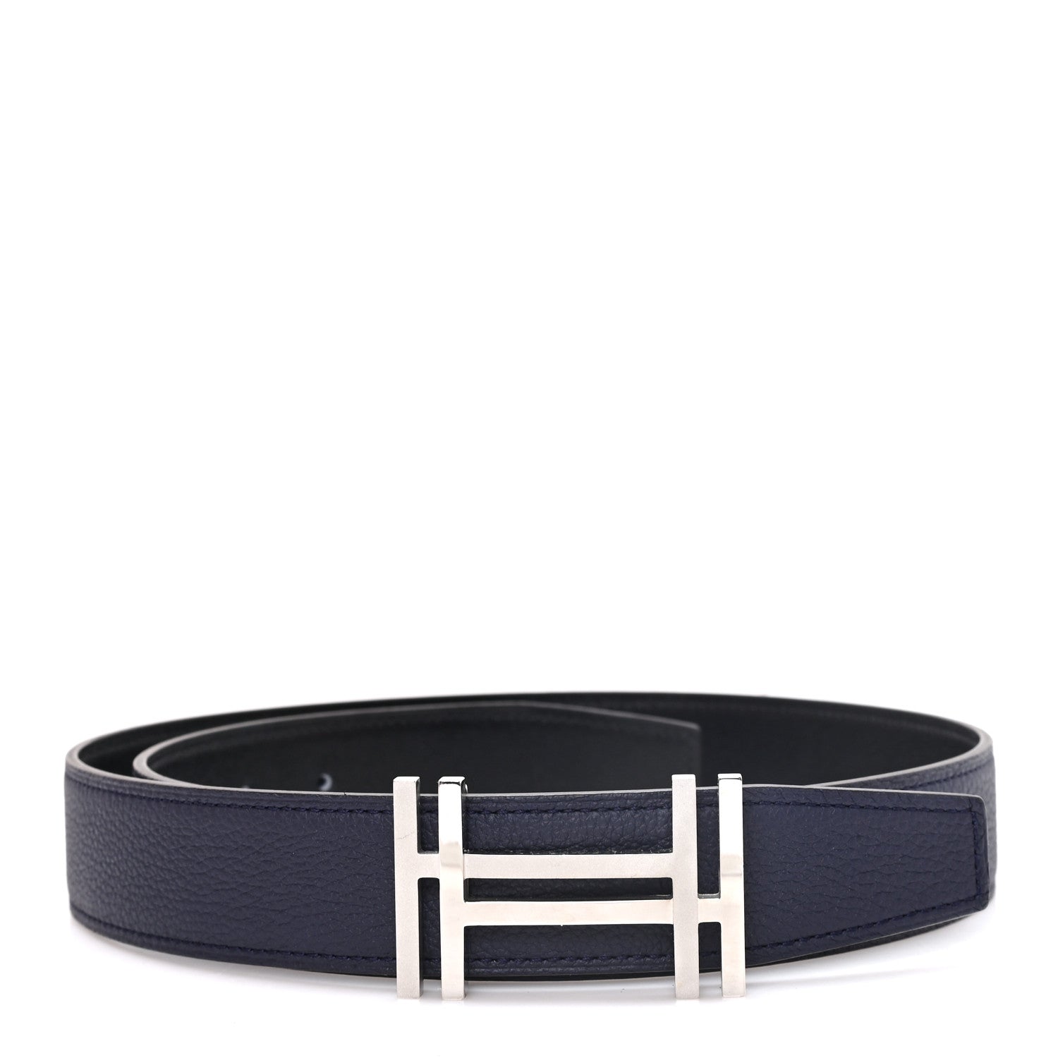 Hermes Box Togo 32mm Au Carre H Belt 80 32 Black Bleu Nuit 1 of 5