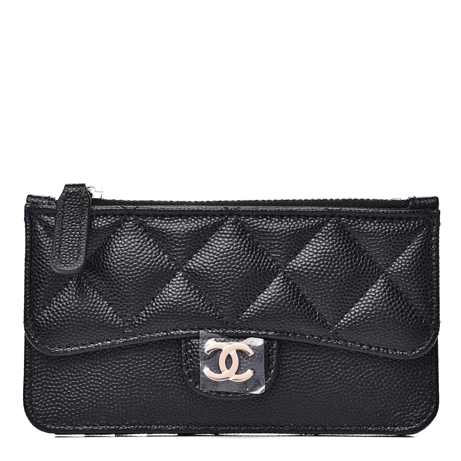 Chanel Caviar Quilted Flap Zip Card Holder Black 1 of 7