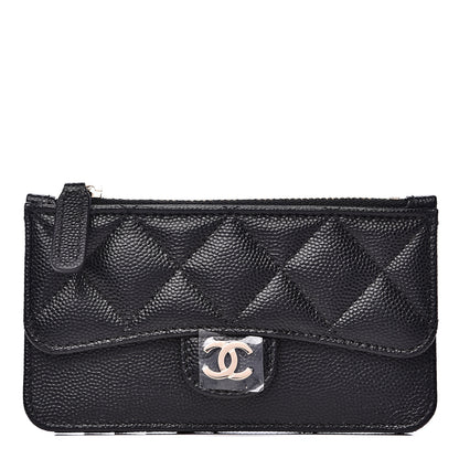 Chanel Caviar Quilted Flap Zip Card Holder Black 1 of 7