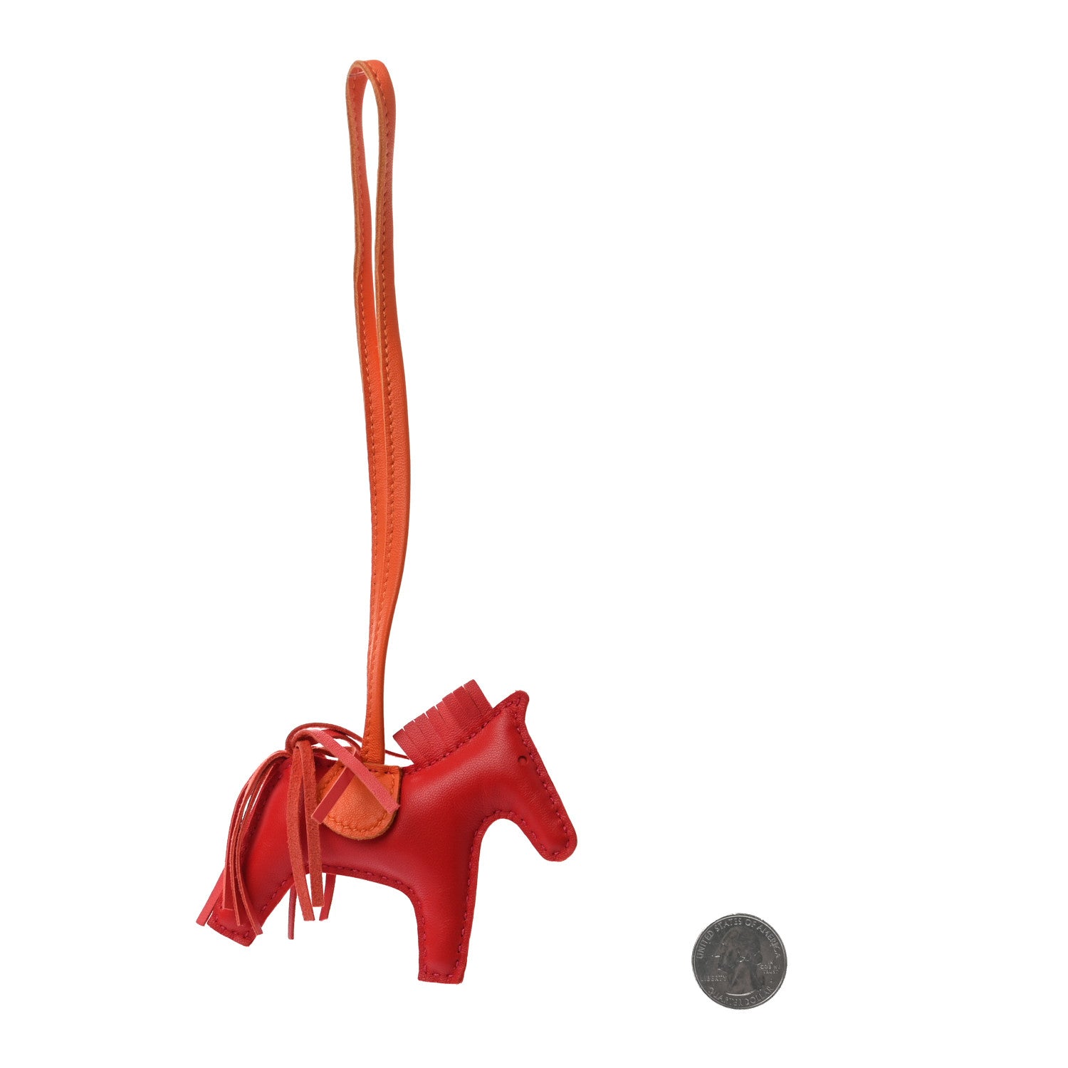 Hermes Milo Lambskin Grigri Rodeo Horse Bag Charm PM Rouge Rose Indien Jaipur Feu 2 of 3