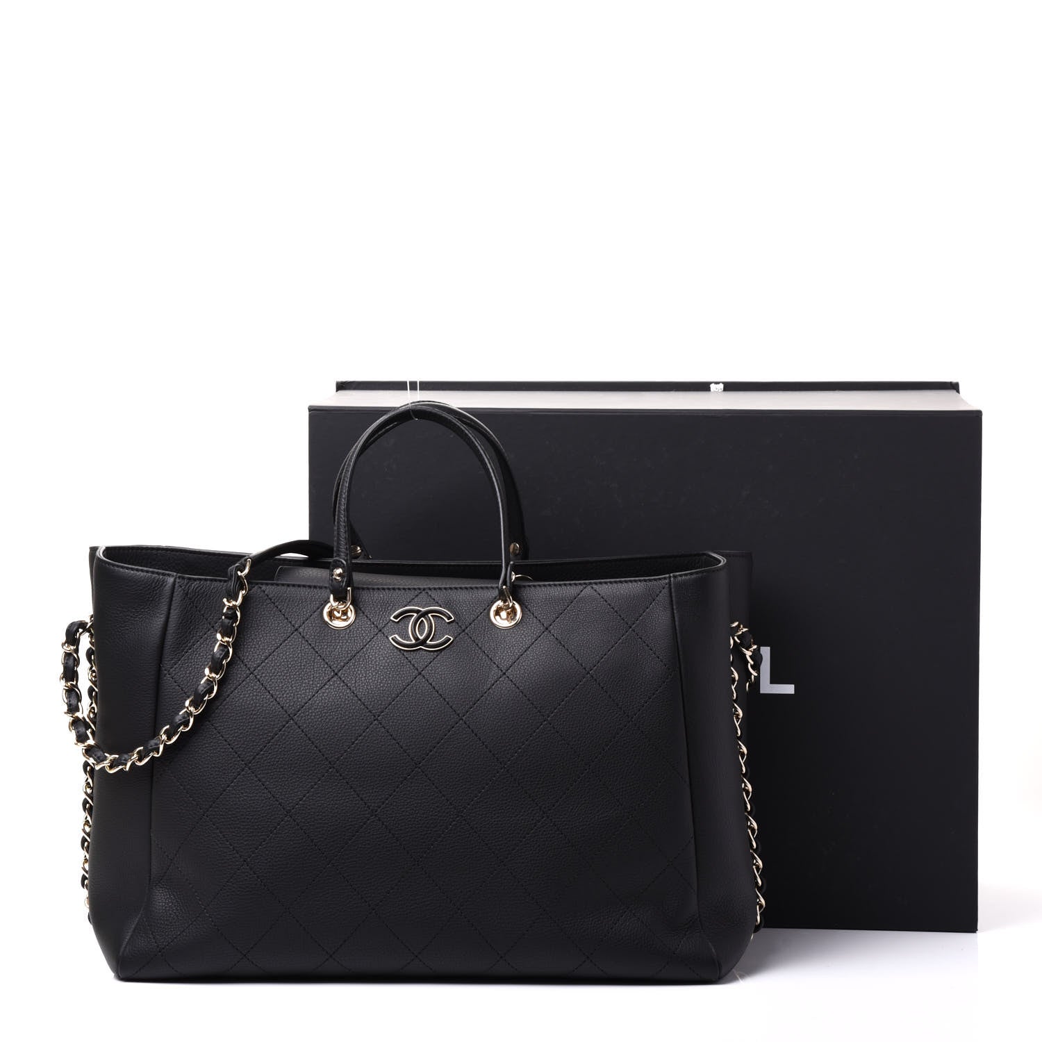 Chanel Bullskin Stitched Large Shopping Bag Black 12 of 12