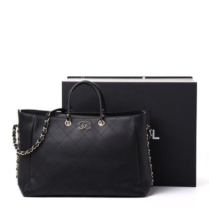 Chanel Bullskin Stitched Large Shopping Bag Black 12 of 12