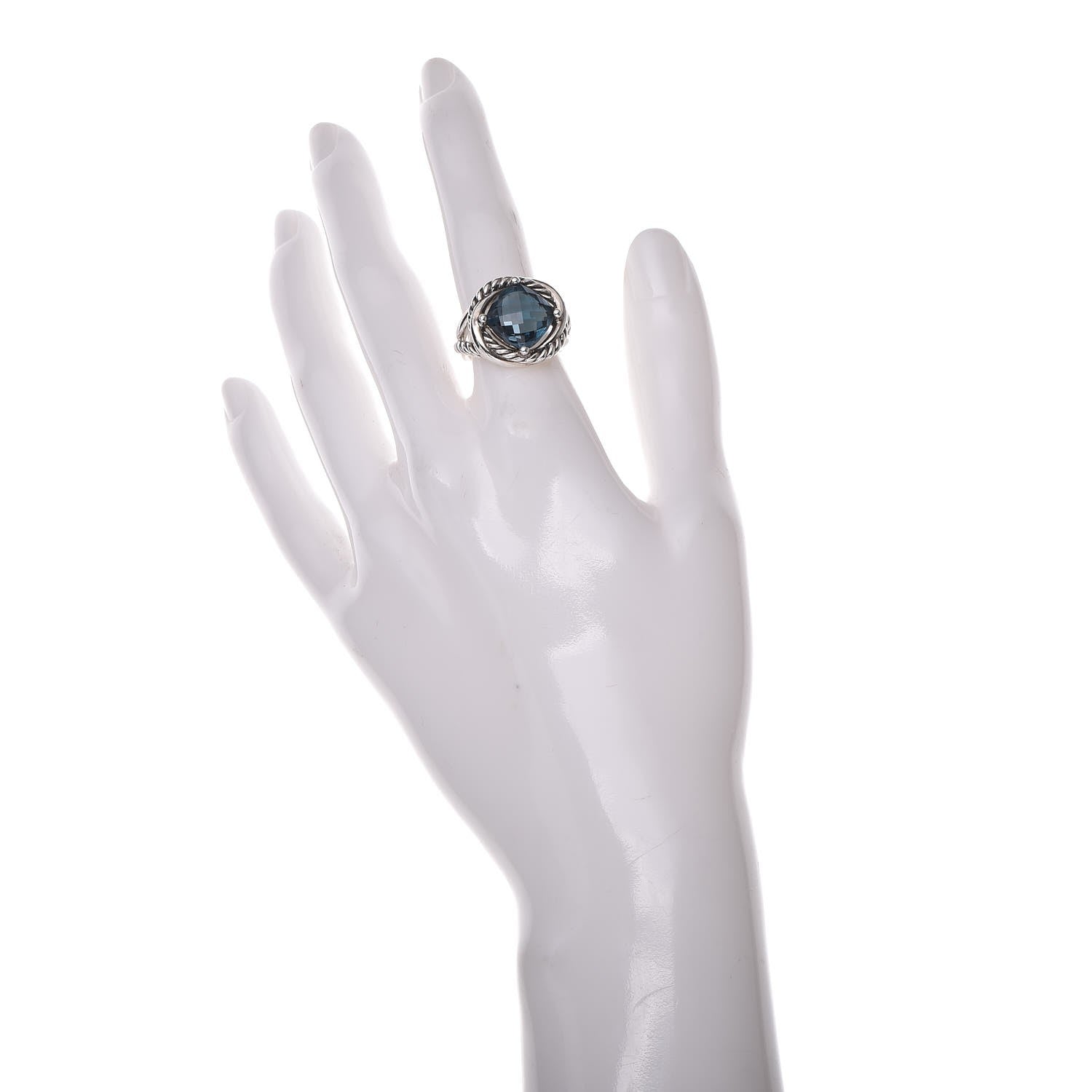 David Yurman Sterling Silver Hampton Blue Topaz 11mm Infinity Ring 52 6 2 of 5