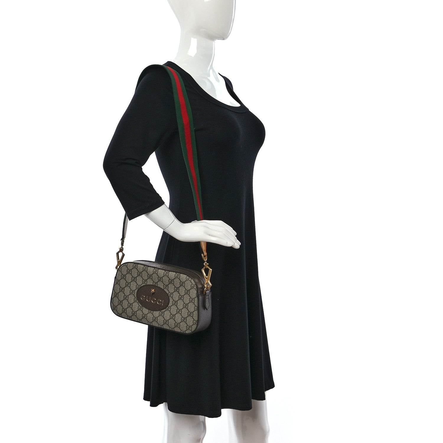 Gucci GG Supreme Monogram Web Neo Vintage Shoulder Bag Beige New Acero Crop 2 of 10