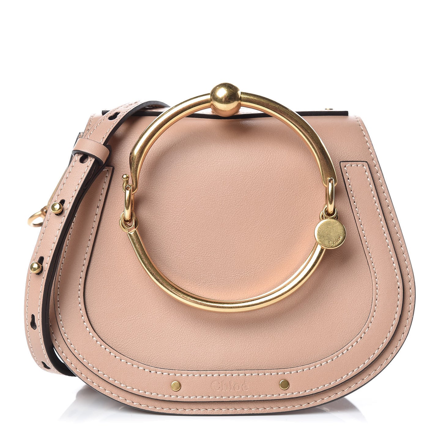 Calfskin Suede Small Nile Bracelet Bag Biscotti Beige