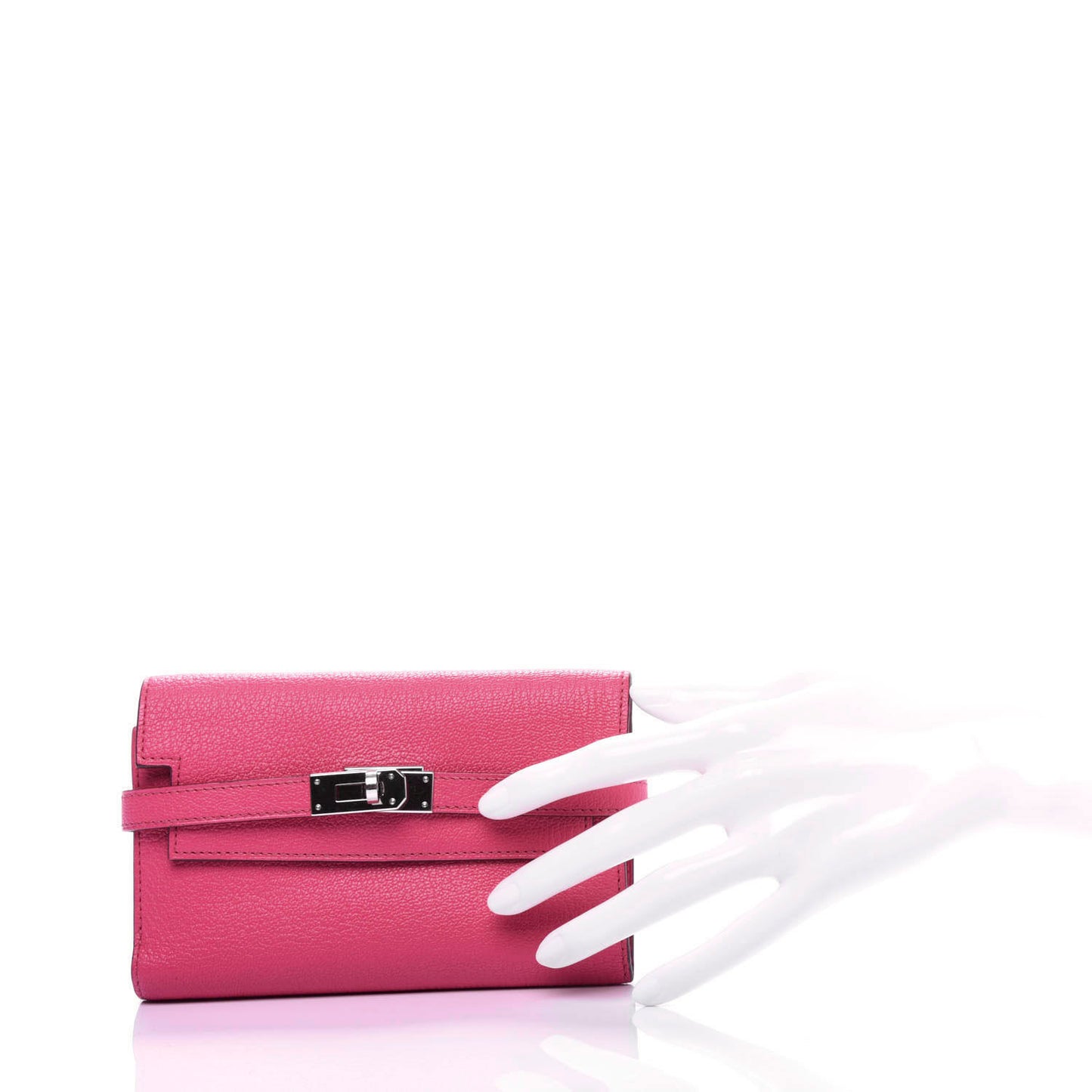 Chevre Mysore Medium Kelly Wallet Rose Shocking