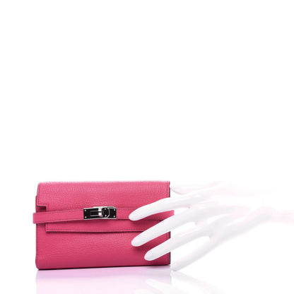 Hermes Chevre Mysore Medium Kelly Wallet Rose Shocking 2 of 7