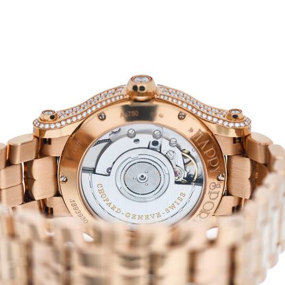 Chopard 18K Rose Gold Diamond Mother of Pearl Multicolor Sapphire 36mm Happy Sport Automatic Watch 4 of 6