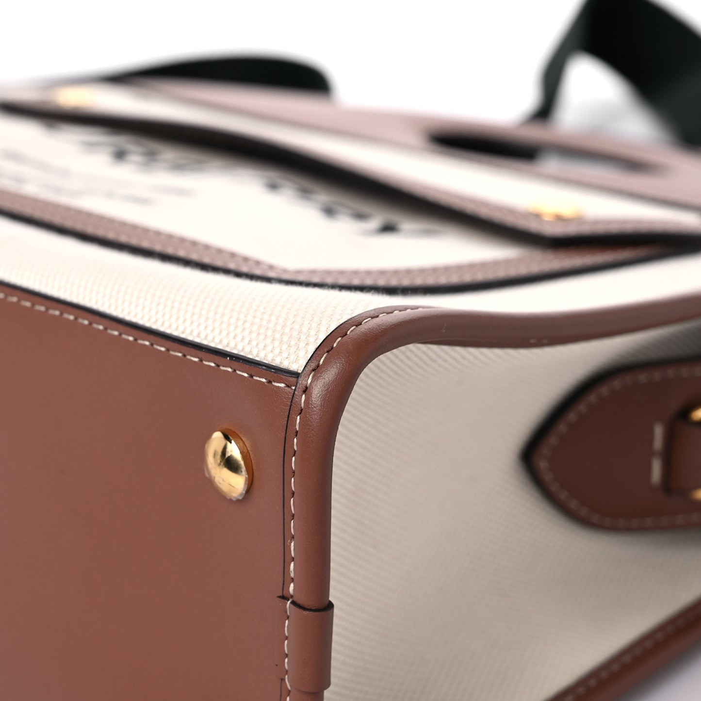 Canvas Smooth Calfskin Two Tone Small Pocket Bag Natural Malt Brown
