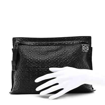 Loewe Calfskin Embossed Repeat T Pouch Black 2 of 7