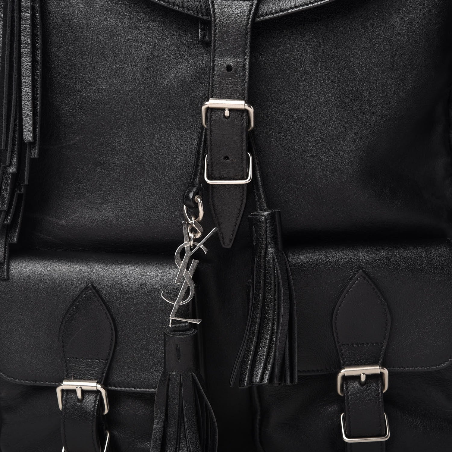 Saint Laurent Calfskin Fringe Festival Backpack Black 11 of 11