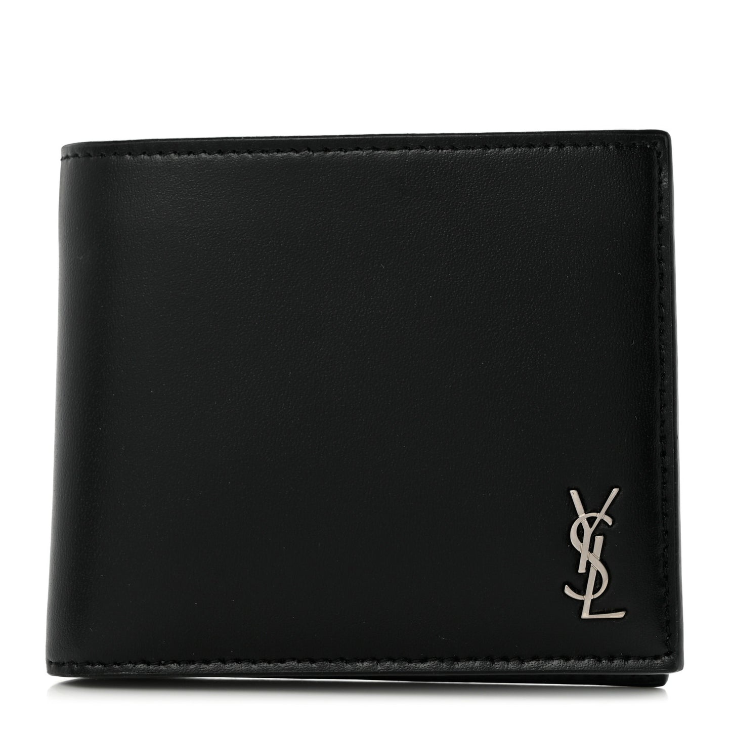 Matte Calfskin Tiny Cassandre East West Wallet Black