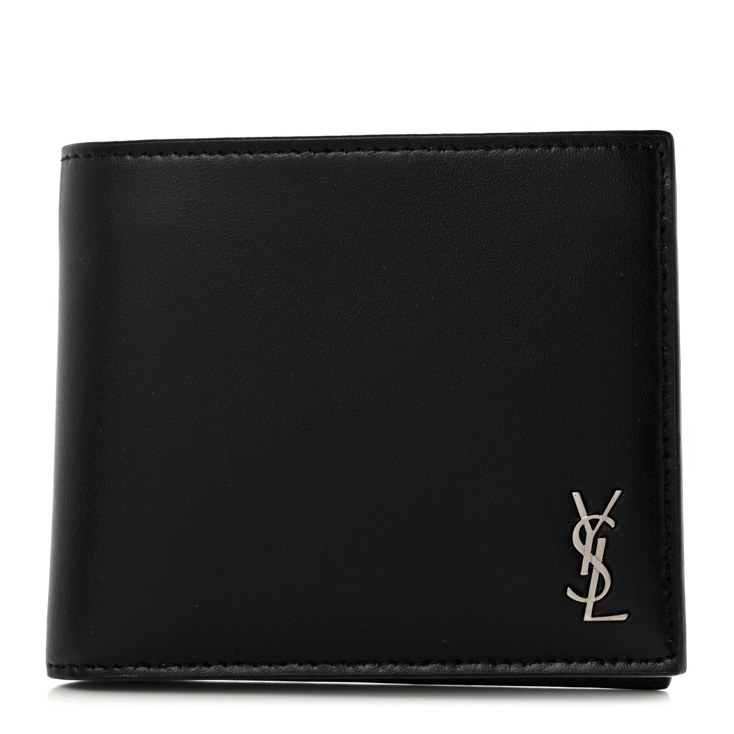 Saint Laurent Matte Calfskin Tiny Cassandre East West Wallet Black 1 of 7