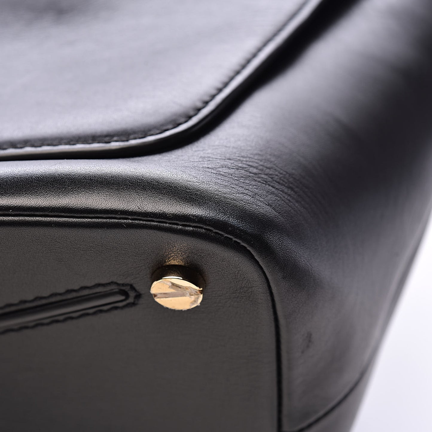 Calfskin Rockstud Medium Demilune Double Handle Satchel Black