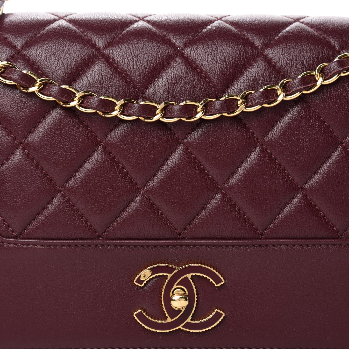 Sheepskin Quilted Vintage Mademoiselle Flap Dark Red