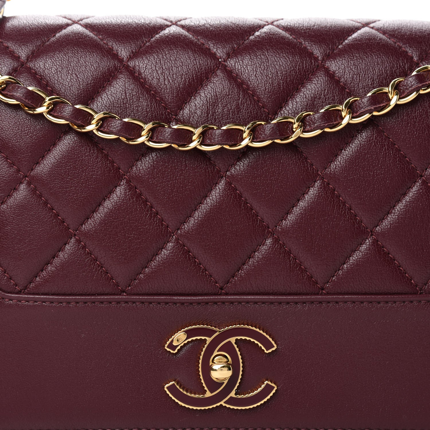 Chanel Sheepskin Quilted Vintage Mademoiselle Flap Dark Red 15 of 15