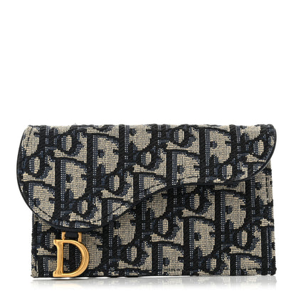 Christian Dior Oblique Saddle Cosmos Zipped Card Holder Blue 1 of 7