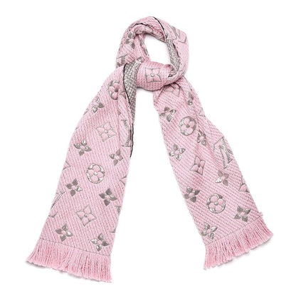 Louis Vuitton Wool Silk Logomania Shine Scarf Pink 1 of 5