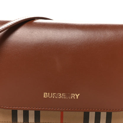 Burberry Calfskin House Check Hampshire Wallet On Chain Tan 7 of 9