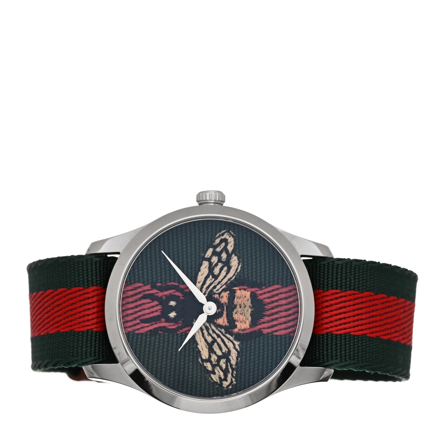 Gucci Stainless Steel Nylon 38mm Le Marche Des Merveilles Bee Quartz Watch Green 2 of 4