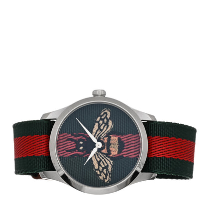 Gucci Stainless Steel Nylon 38mm Le Marche Des Merveilles Bee Quartz Watch Green 2 of 4