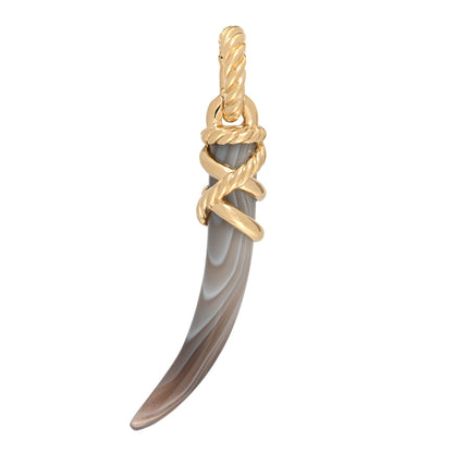 David Yurman 18K Yellow Gold Botswana Agate Tusk Amulet Pendant 1 of 3