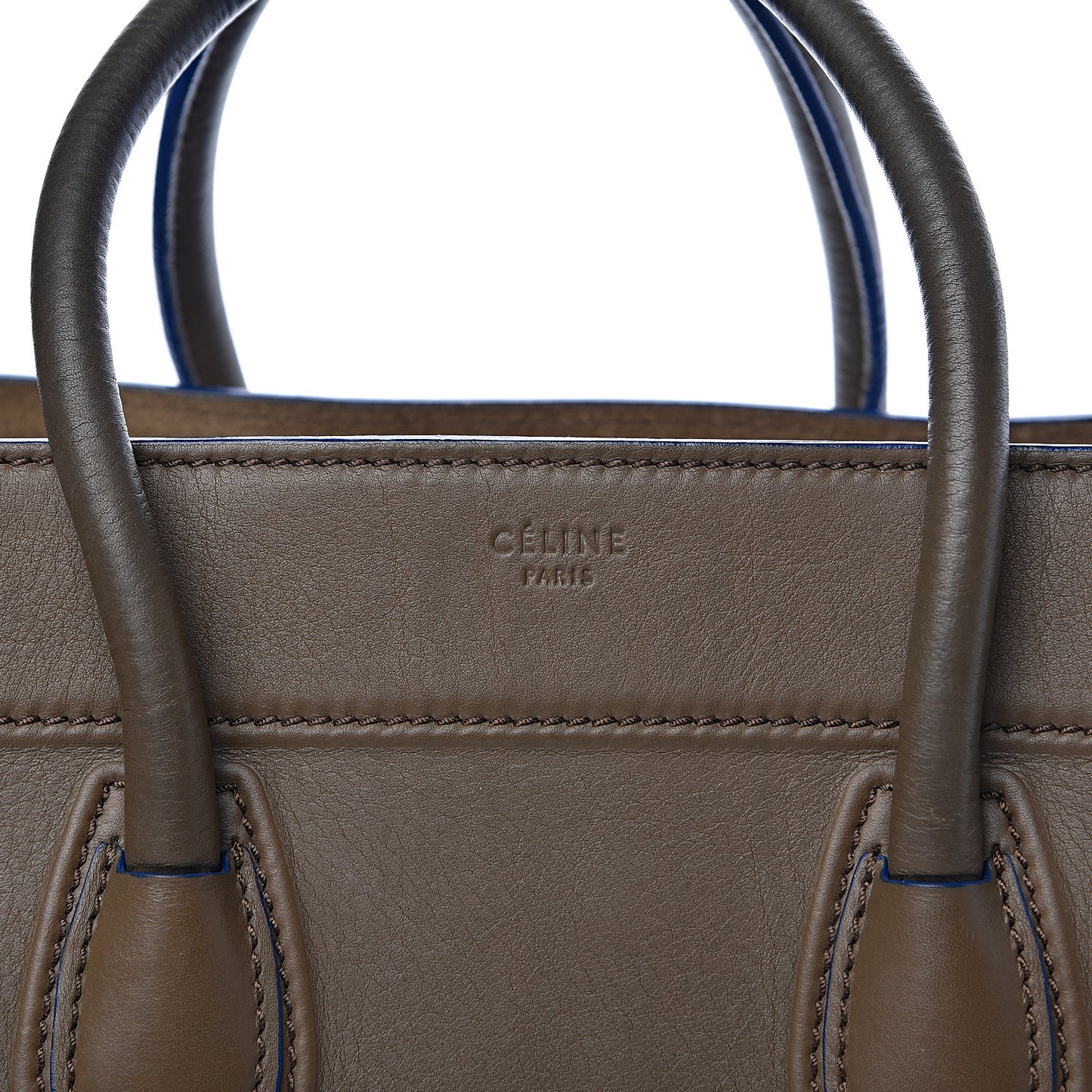 Supple Calfskin Medium Phantom Luggage Khaki Cobalt Trim
