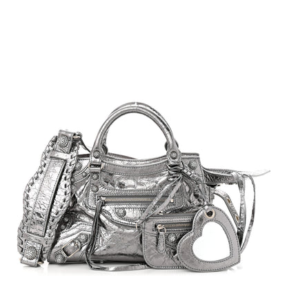 Balenciaga Agneau Arena Crystal Neo Cagole Handbag XS Silver 1 of 10