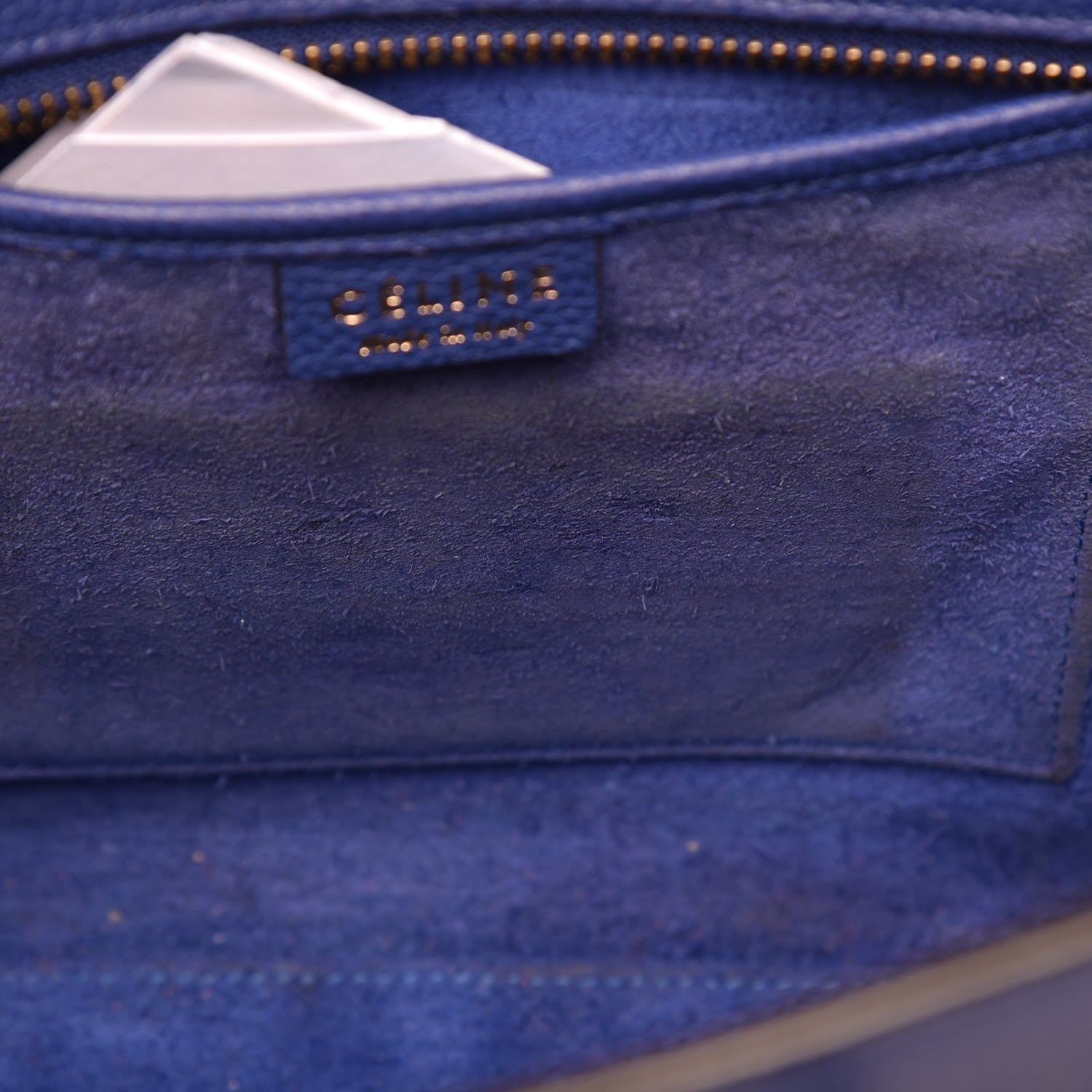 Celine Drummed Calfskin Nano Luggage Indigo 9 of 19