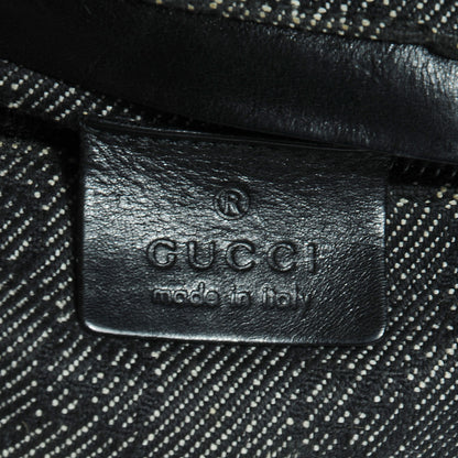 Gucci Denim Monogram Double Pocket Belt Bag Black 8 of 8