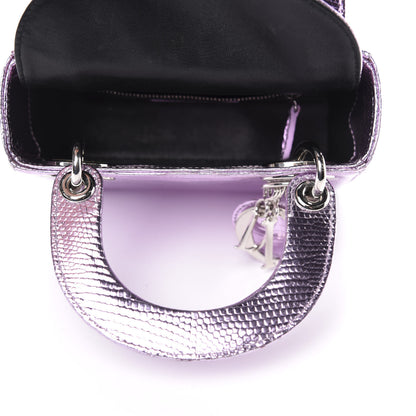 Christian Dior Metallic Lizard Mini Lady Dior Pink 5 of 11