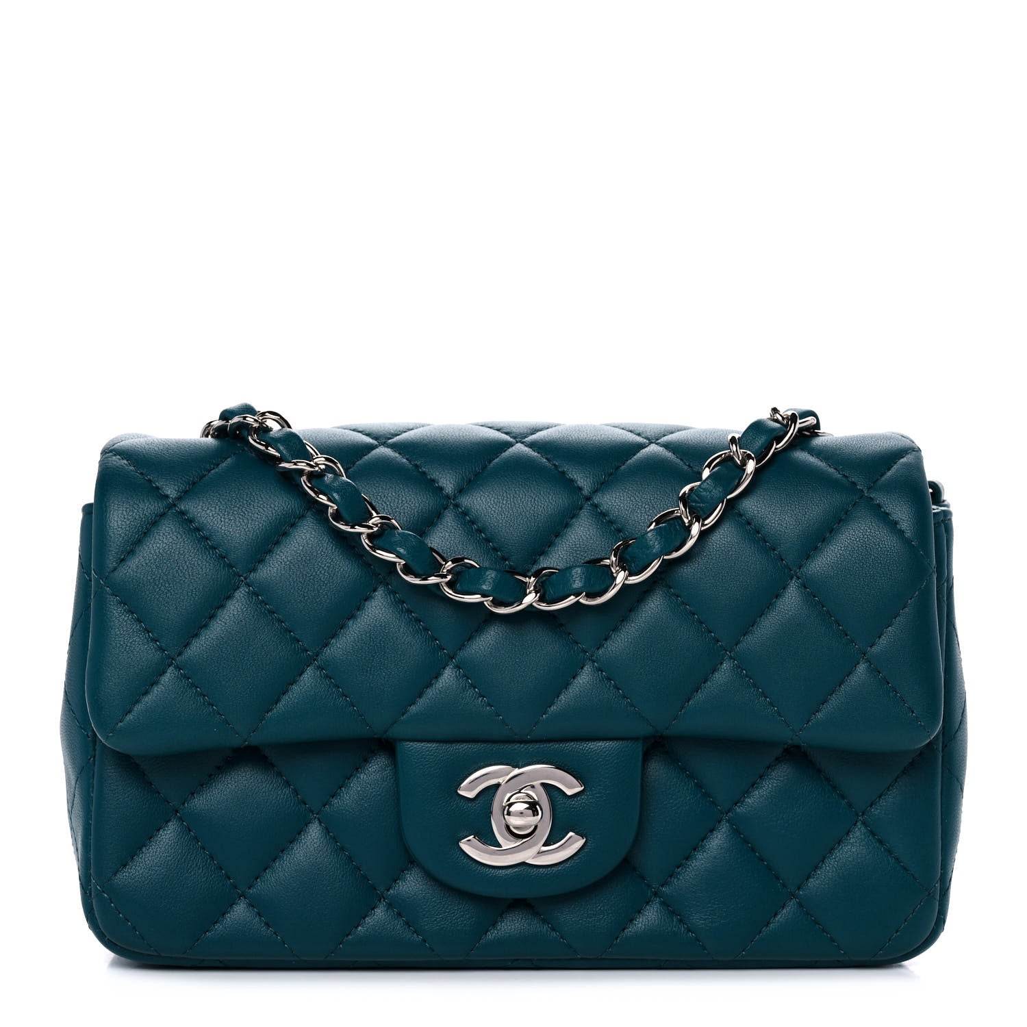Chanel Lambskin Quilted Mini Rectangular Flap Dark Blue 1 of 15