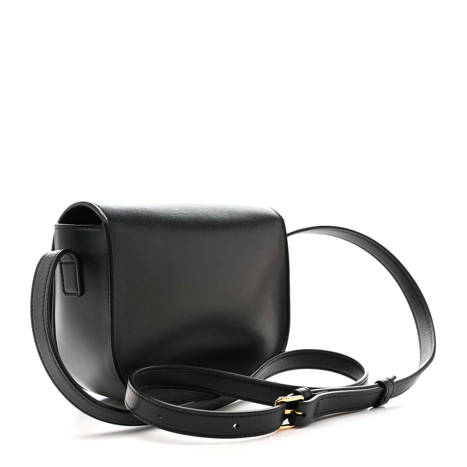 Celine Smooth Calfskin Cuir Triomphe Folco Crossbody Bag Black