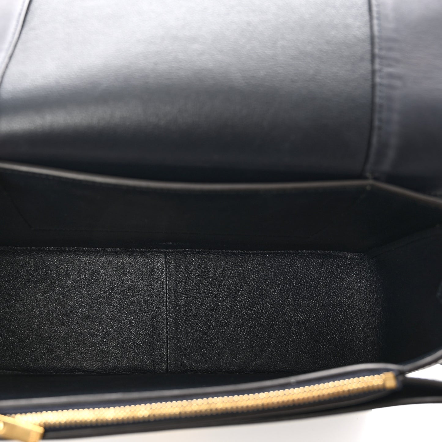 Shiny Smooth Calfskin Medium Frame Shoulder Bag Black Navy