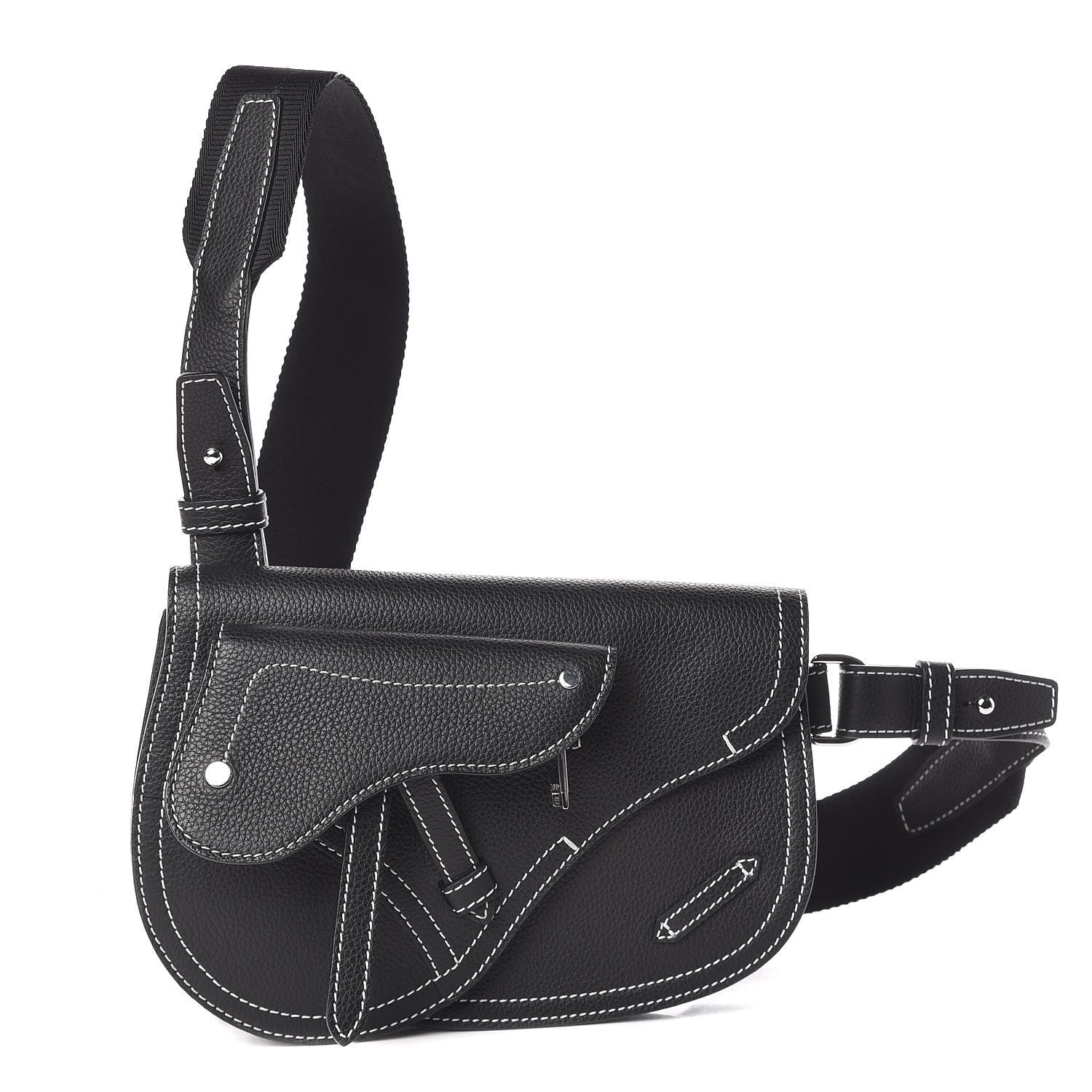 Christian Dior X KAWS Grained Calfskin Saddle Pouch Black 1 of 9